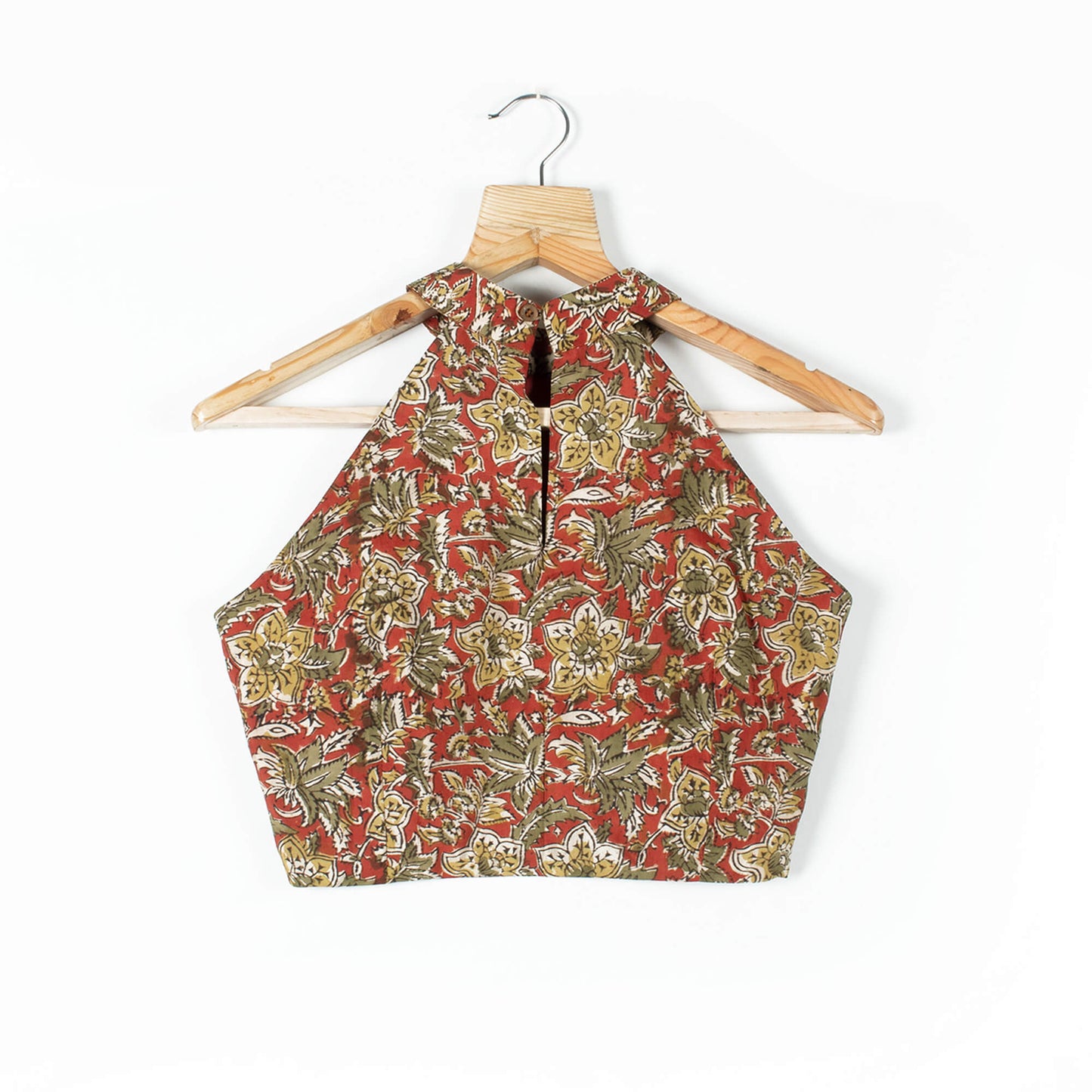 Kalamkrii Printed Silk Halter Neck Blouse