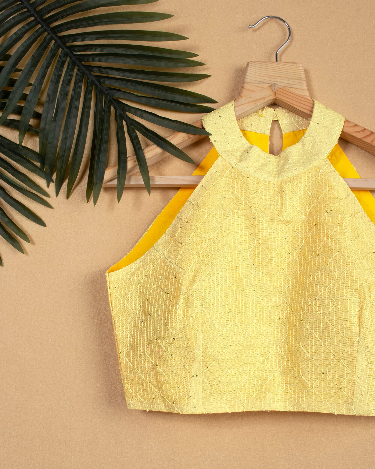 Sequins Silk Halter Neck Blouse
