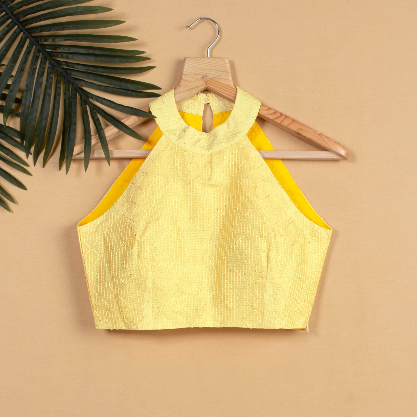 Sequins Silk Halter Neck Blouse