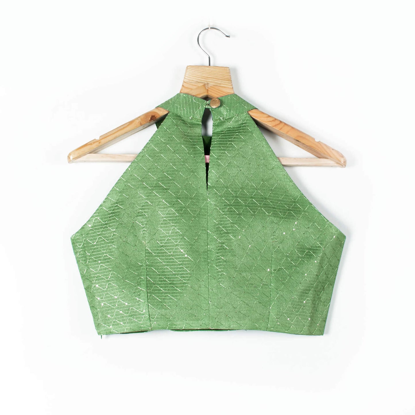 Sequins Silk Halter Neck Blouse