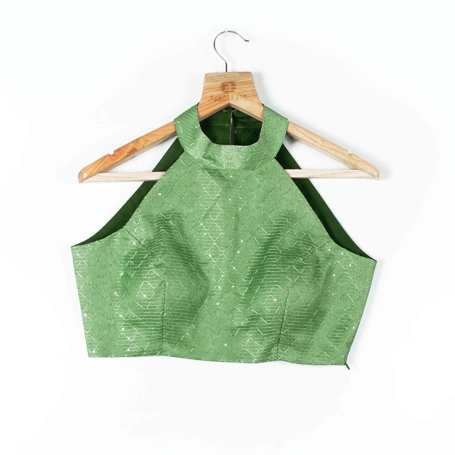Sequins Silk Halter Neck Blouse