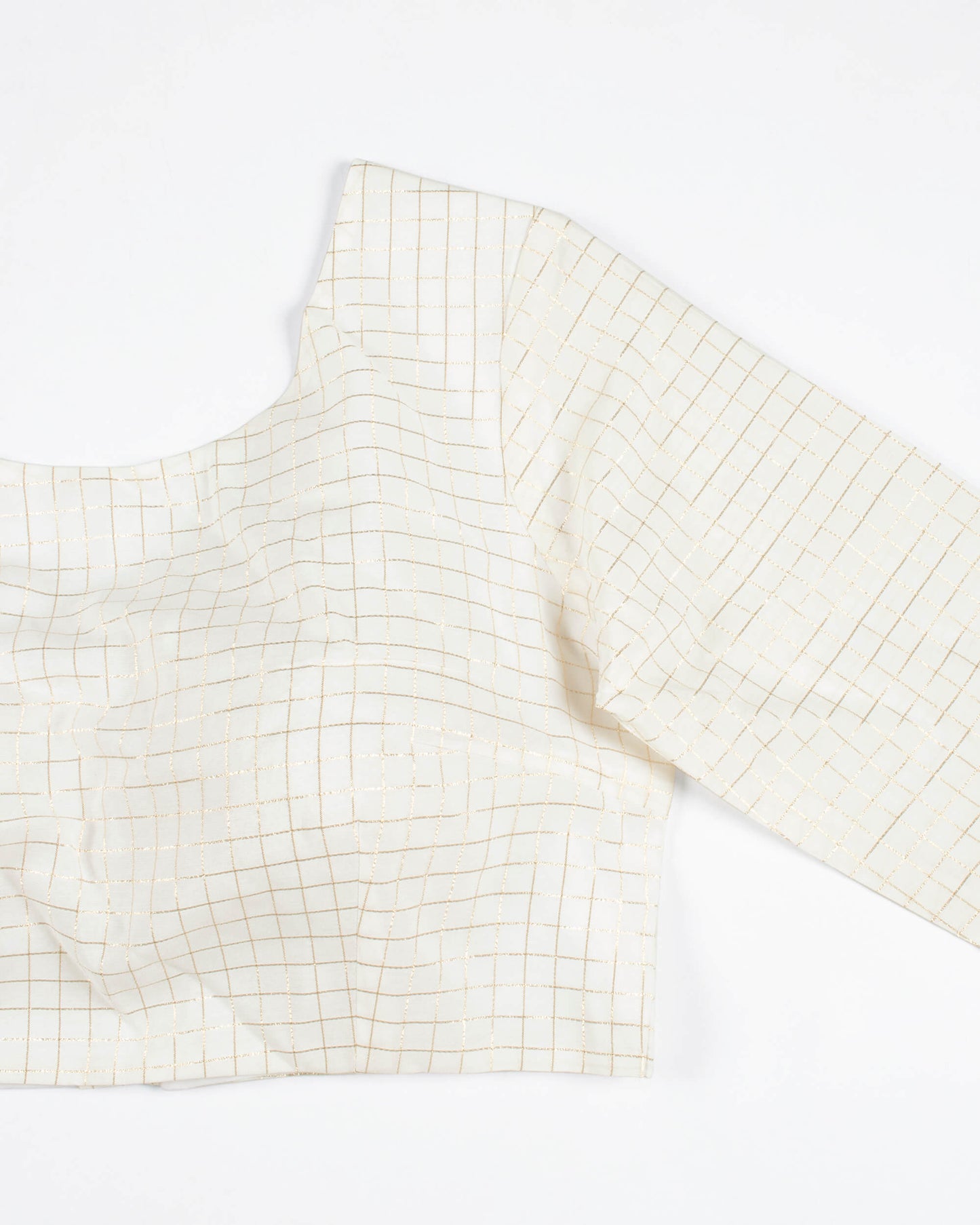 White Checks Lurex Chanderi Blouse