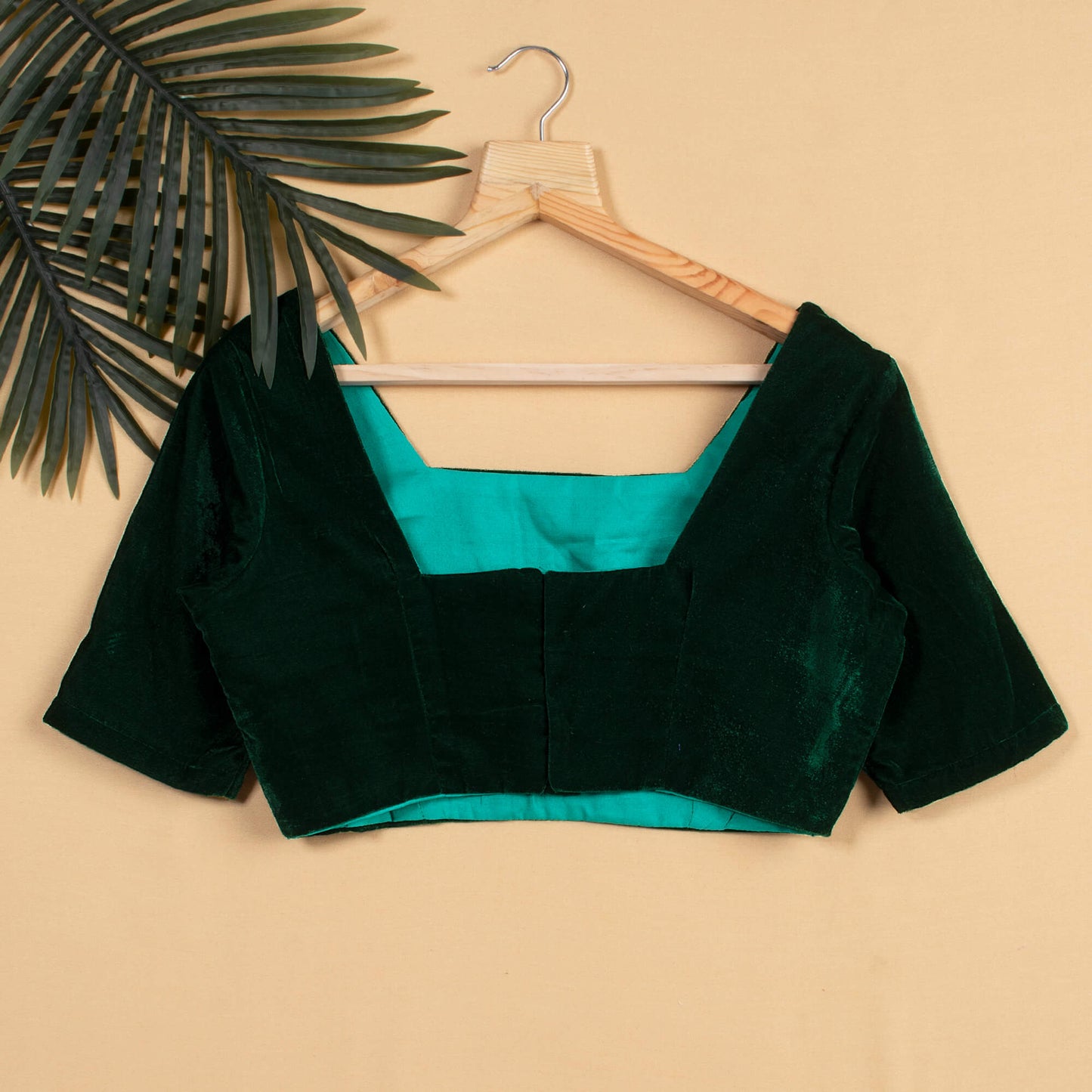 Green Plain Velvet Blouse