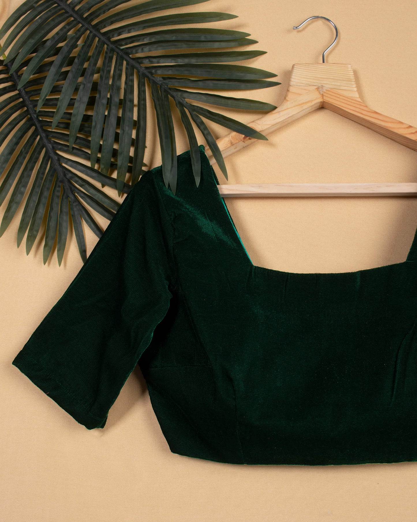 Green Plain Velvet Blouse