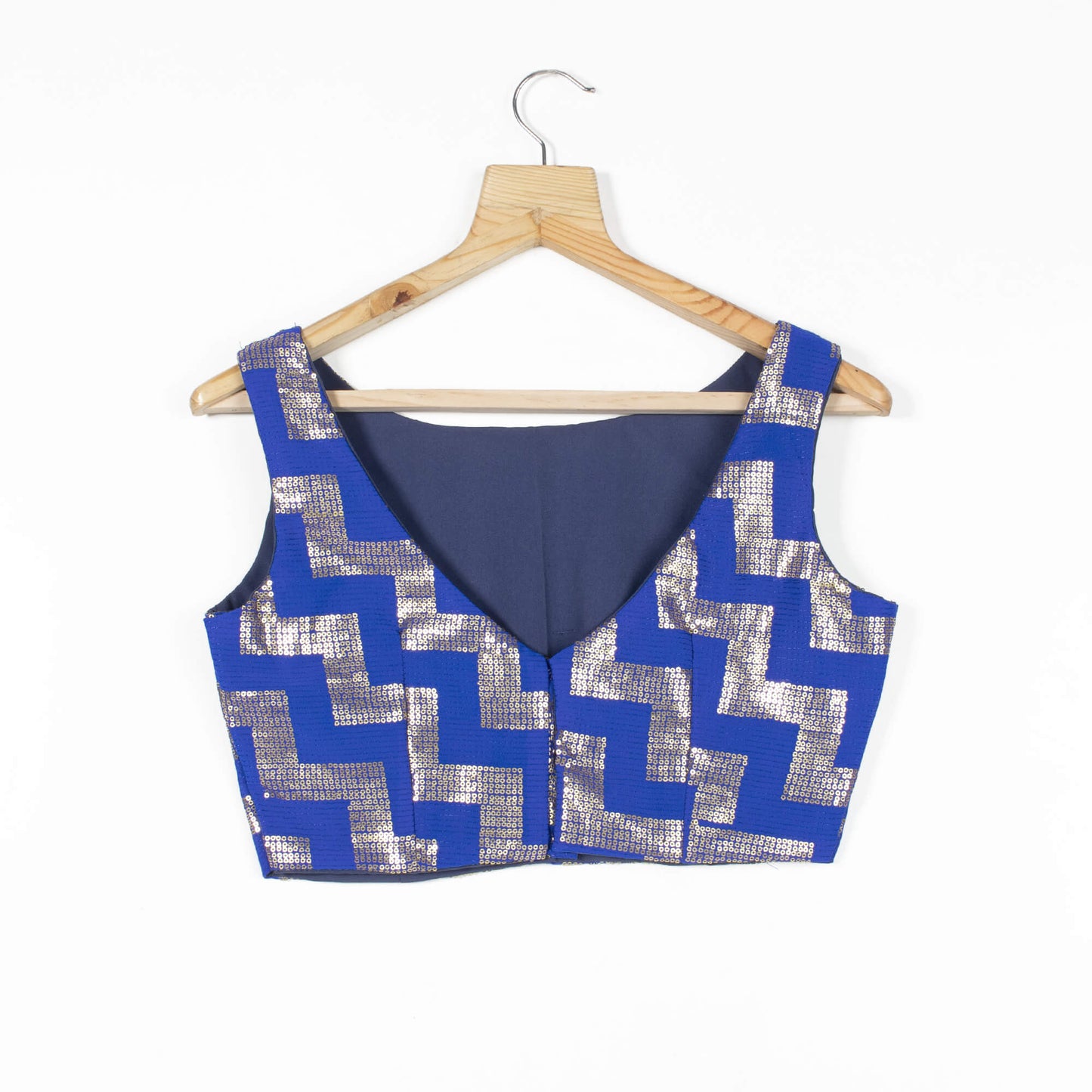 Chevron Dequins Embroidery Georgette Blouse