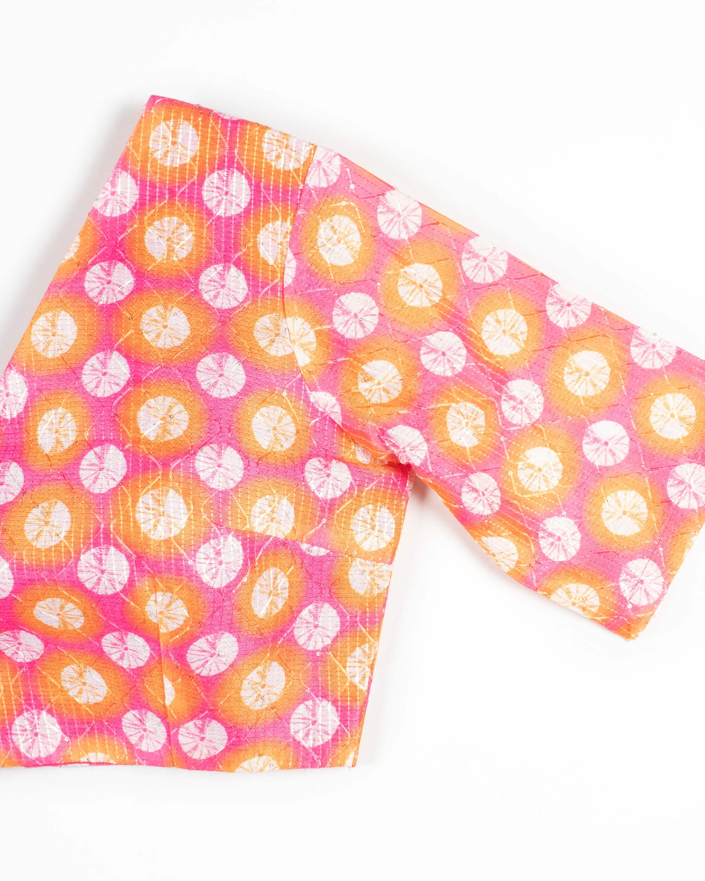 Orange And White Shiiborii Pattern Digital Print Georgette Saree