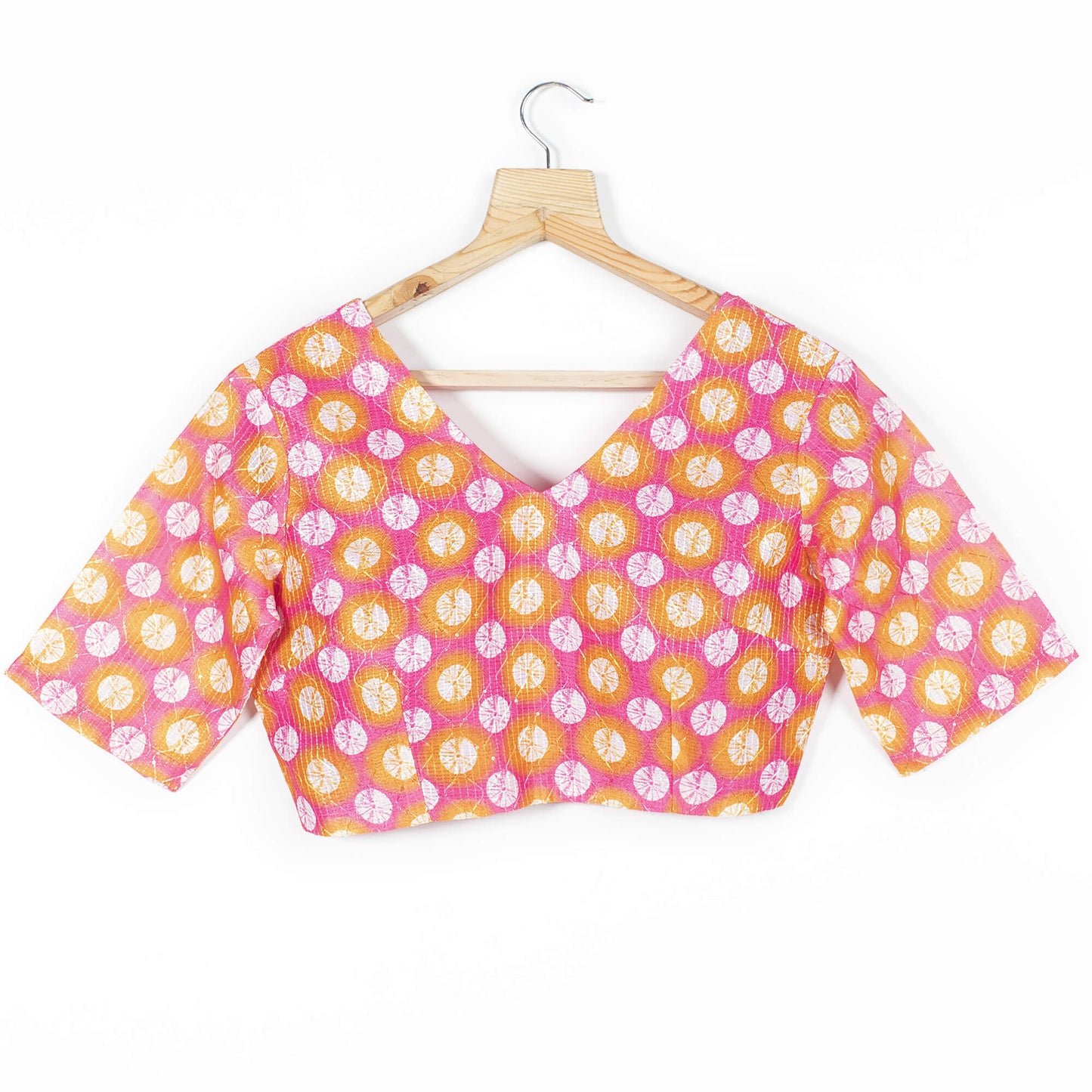 Shibori Printed Sequins Embroidery Silk Blouse