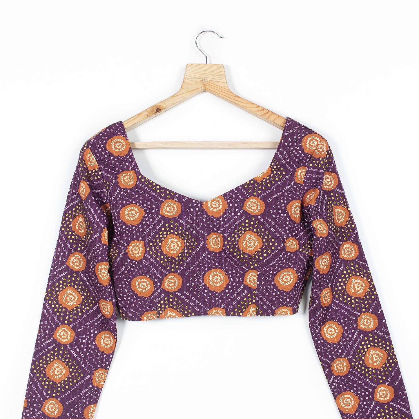 Raisin Purple And Yellow Bandhanii Pattern Digital Print Georgette Saree