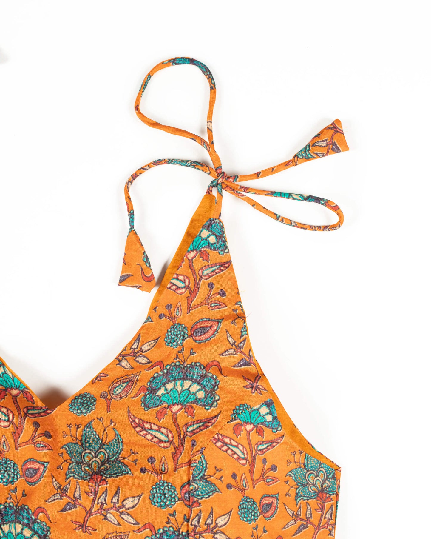 Floral Printed Viscose Muslin Spaghetti Tie Up Blouse