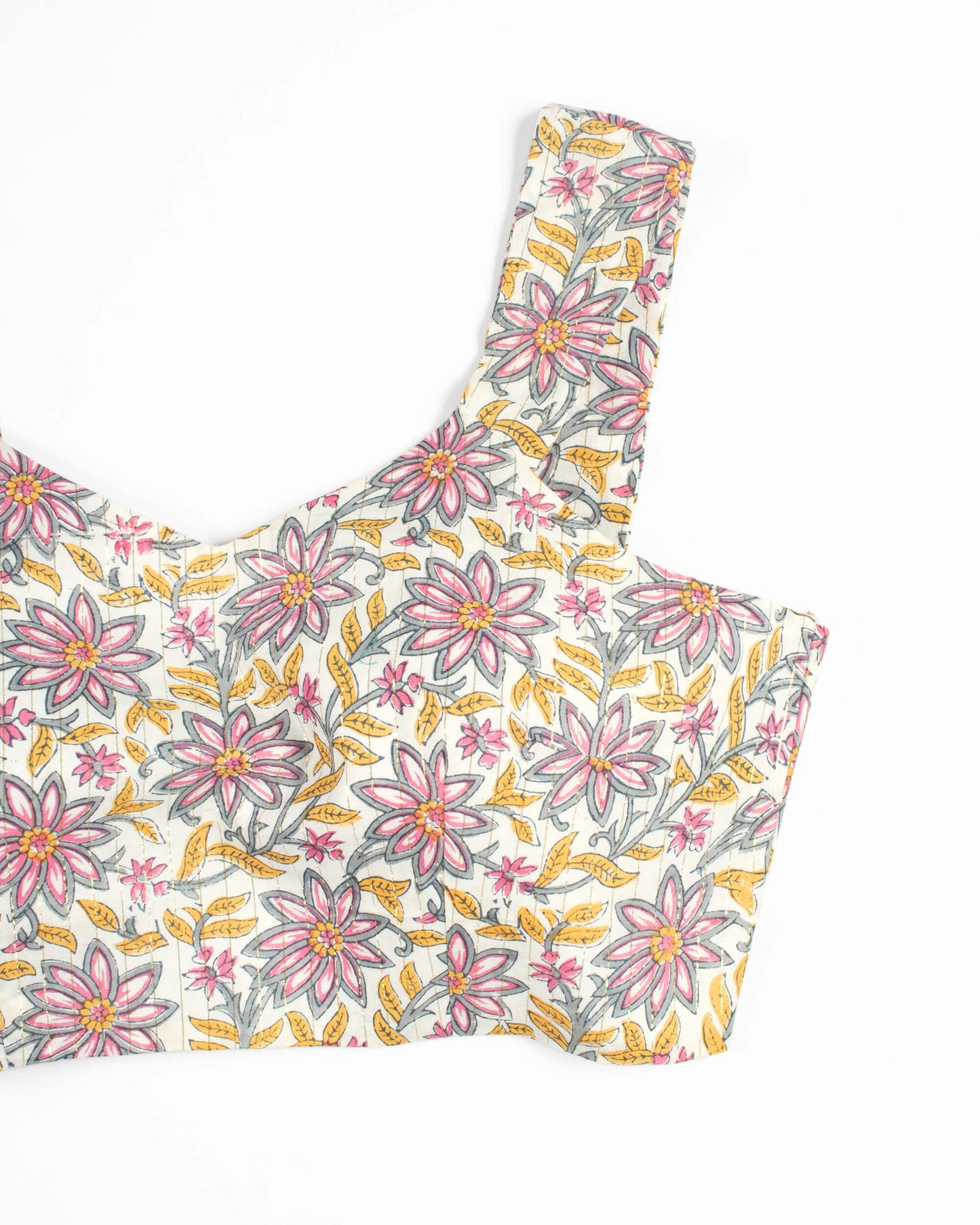Floral Printed Lurex Cotton Blouse