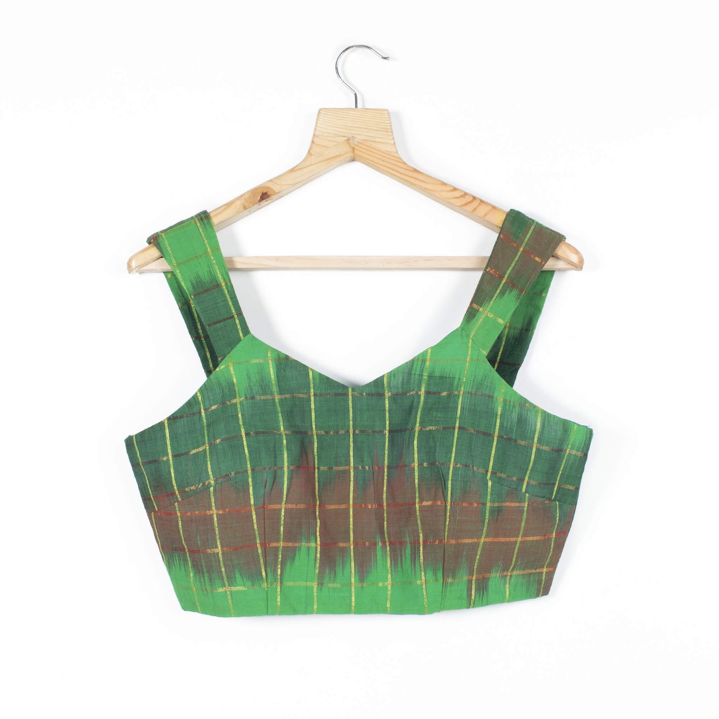 Zari Checks Mangalgiri Pure Handloom Cotton Blouse