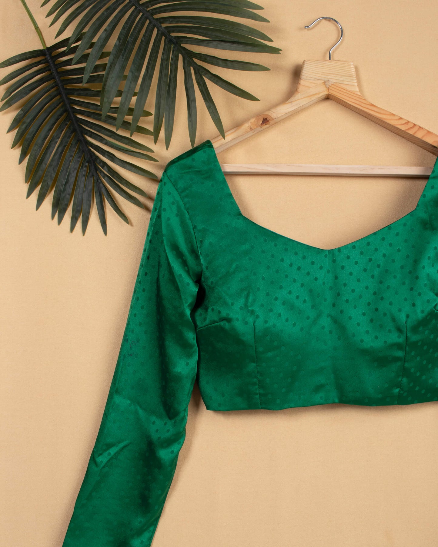 Green Booti Satin Blouse