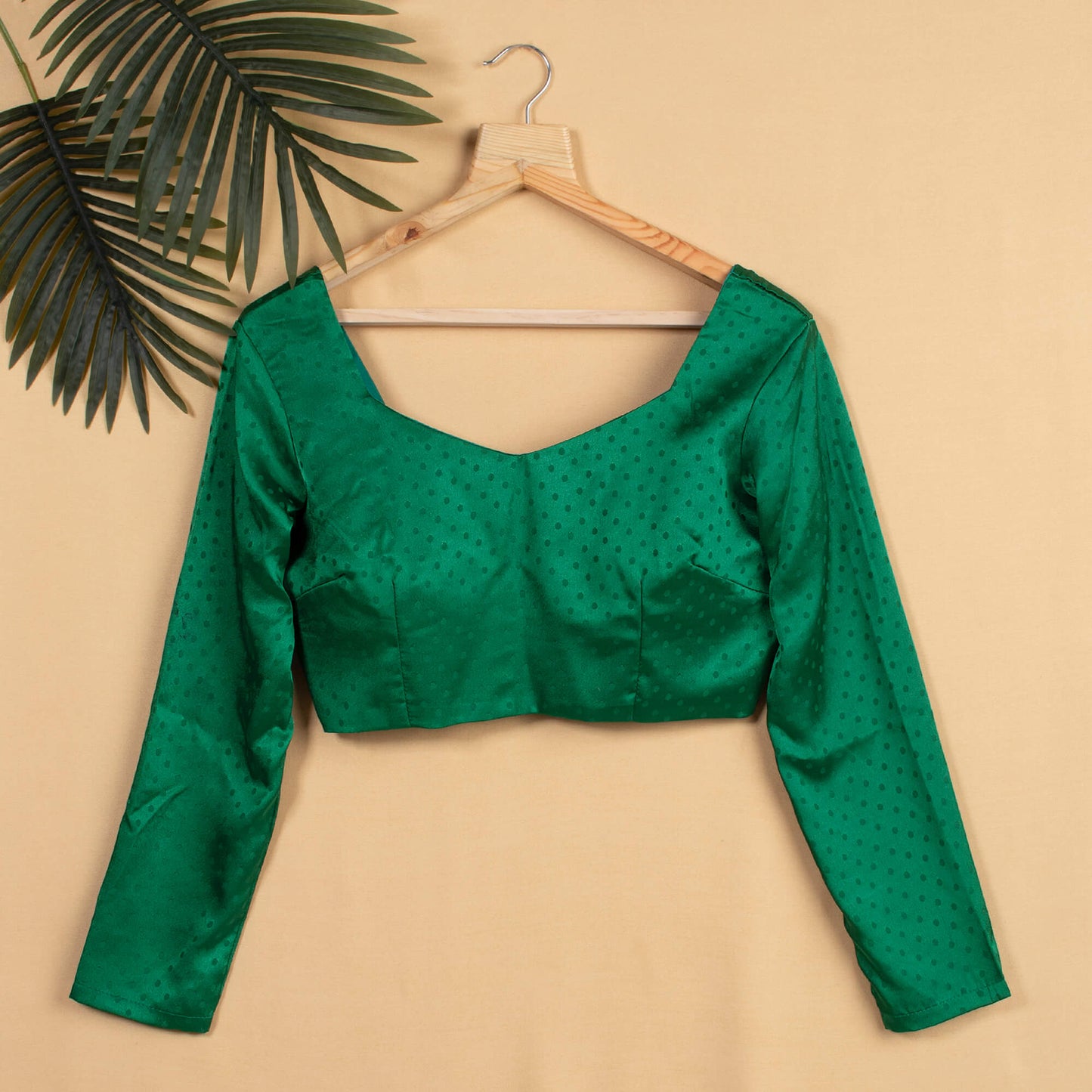 Green Booti Satin Blouse
