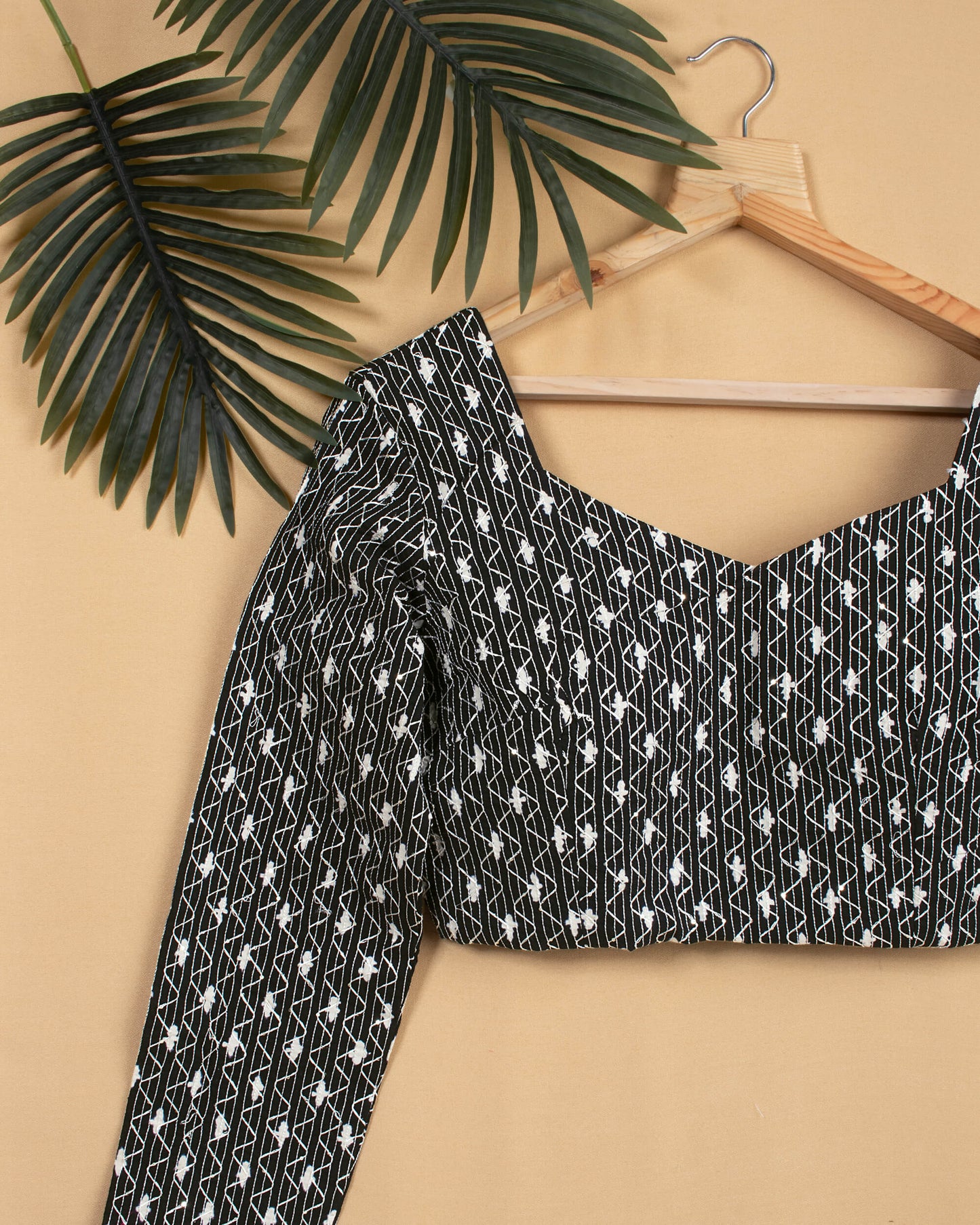 Monochrome Sequins Cotton Blouse