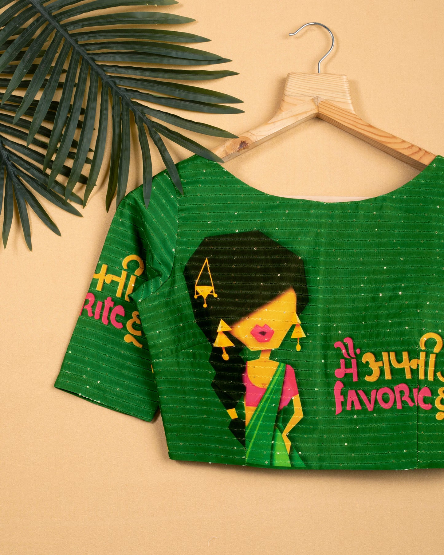 Quirky Printed Sequins Embroidery Blouse