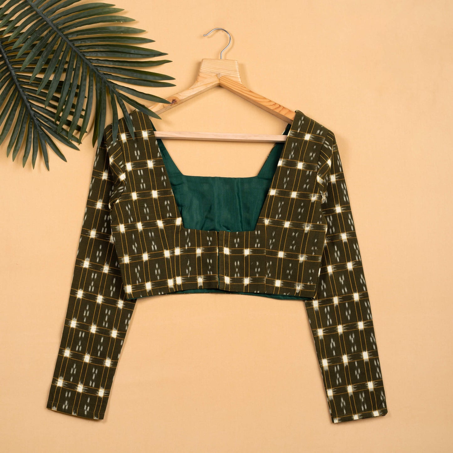 Checks Ikkat Square Neck Blouse