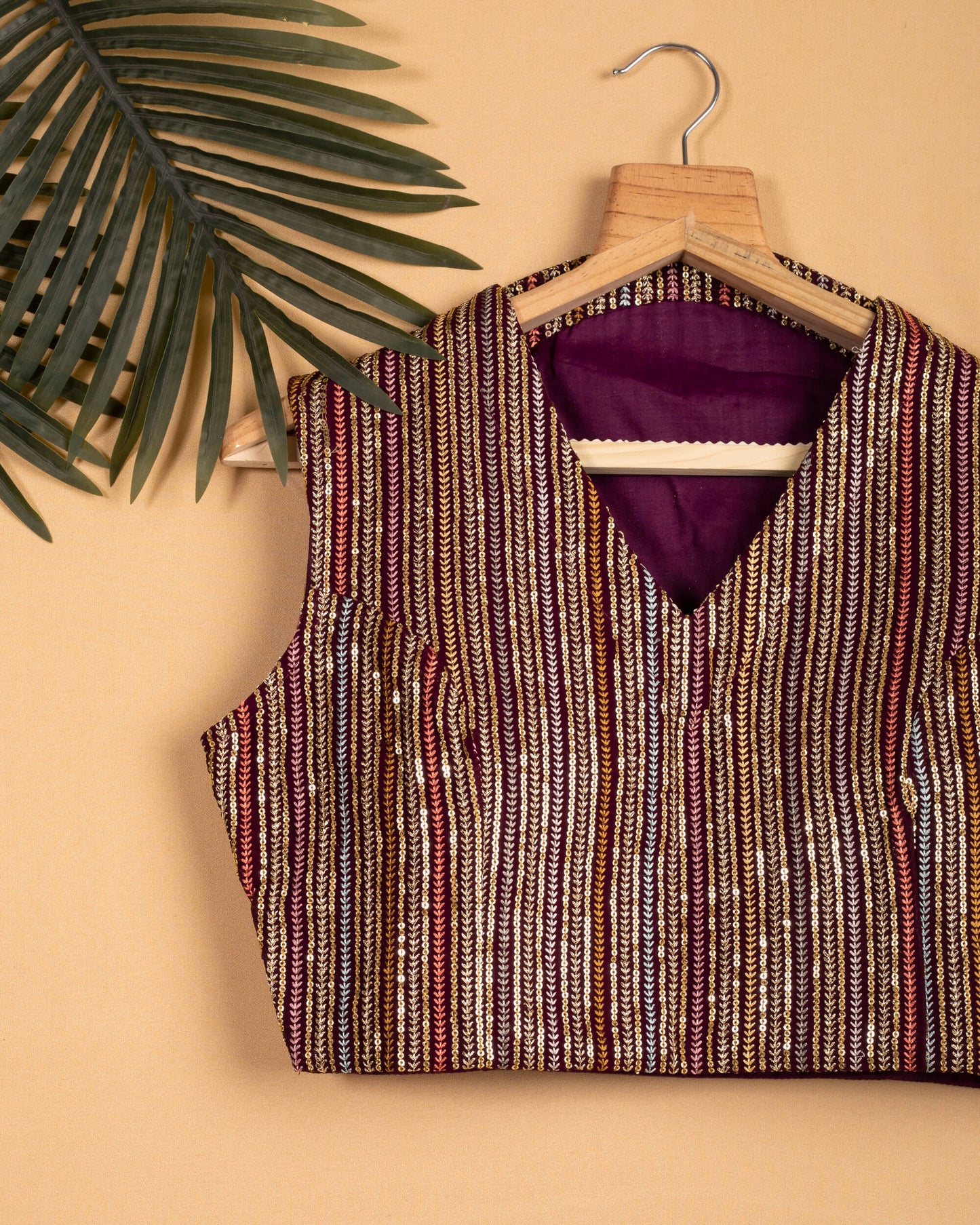 Stripes Exclusive Sequins Collar Blouse