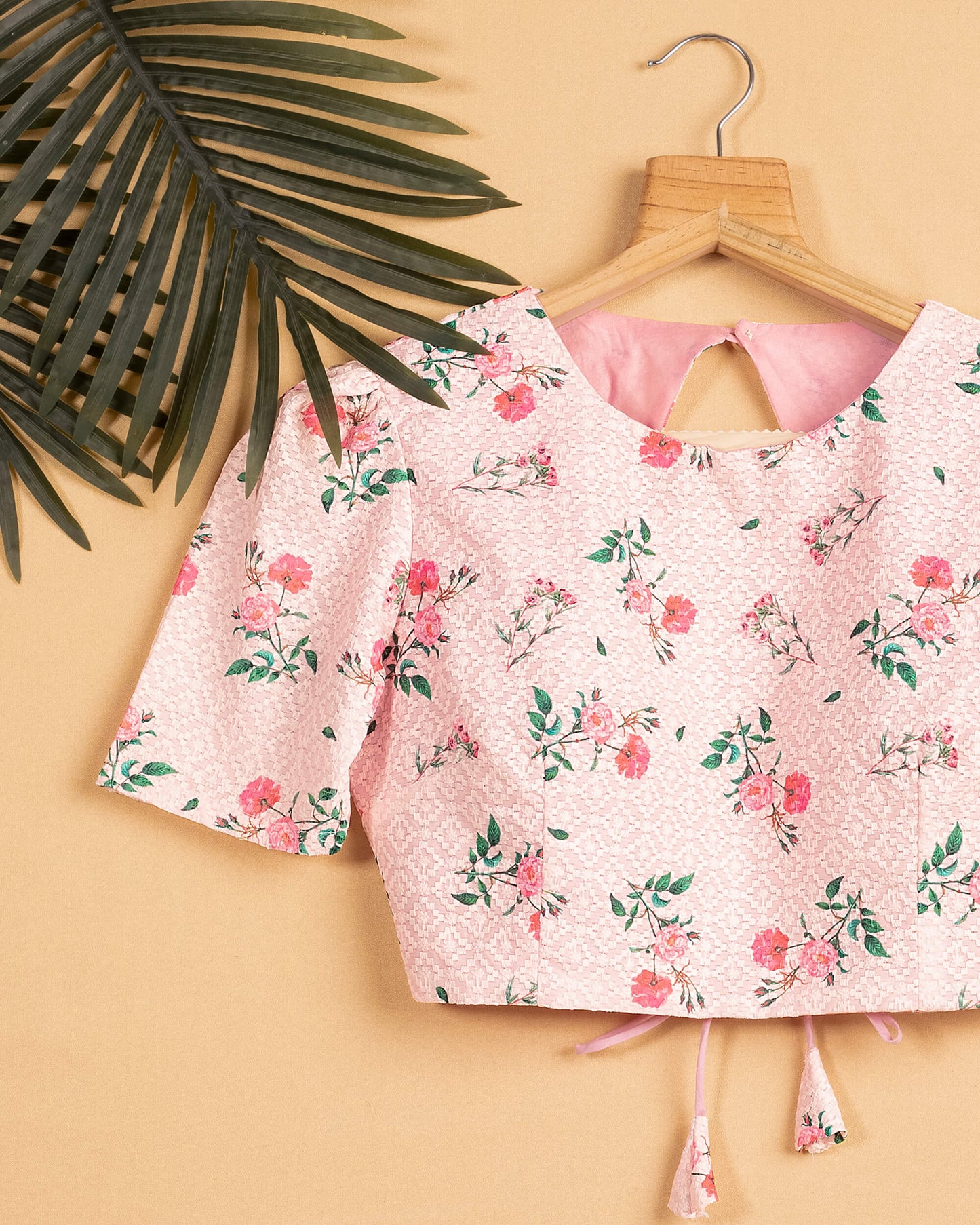 Floral Printed Backless Blouse