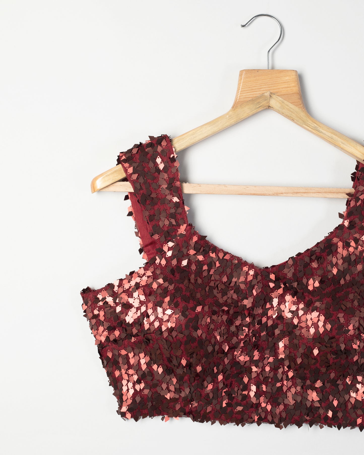 Maroon Fancy Diamond Sequins Blouse