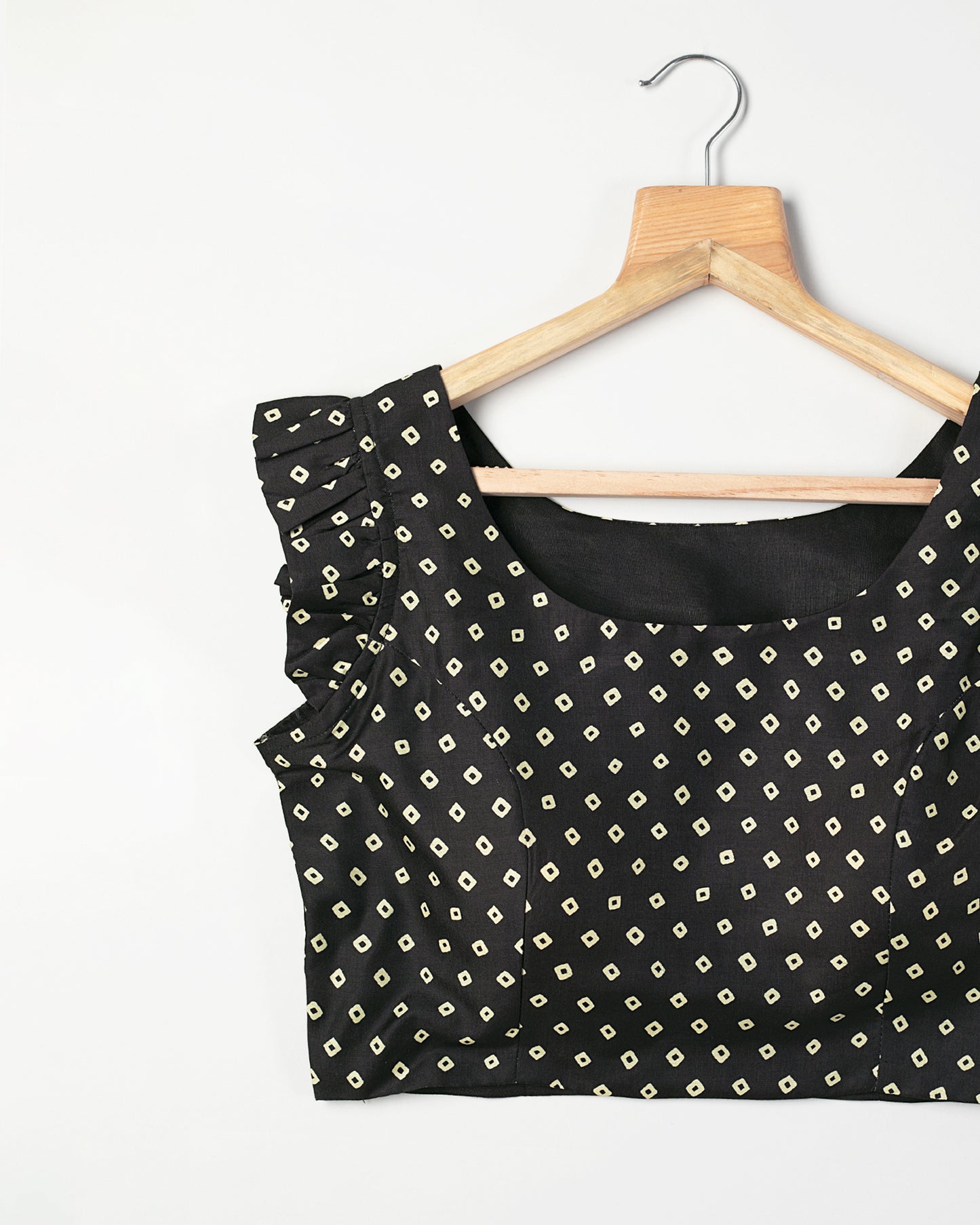 Black Bandhanii Printed Muslin Blouse