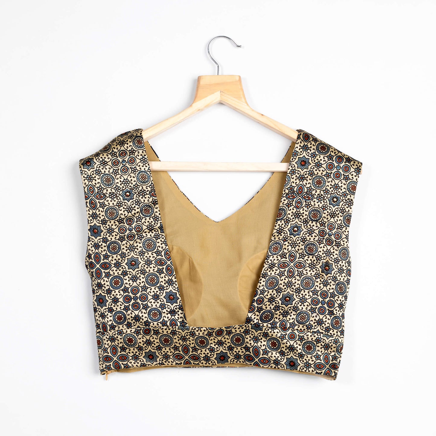 Traditional Printed V-Neck Blouse