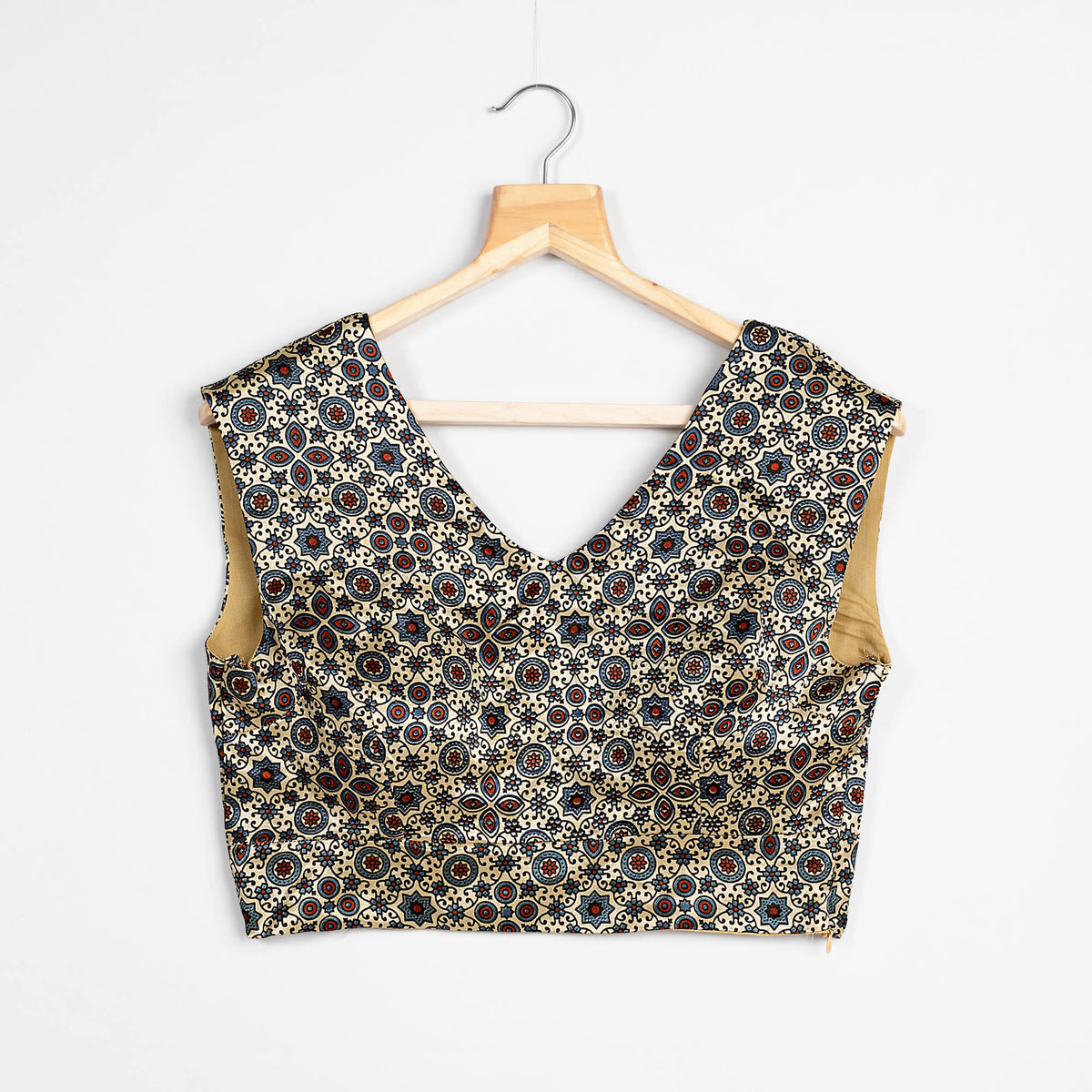 Traditional Printed V-Neck Blouse