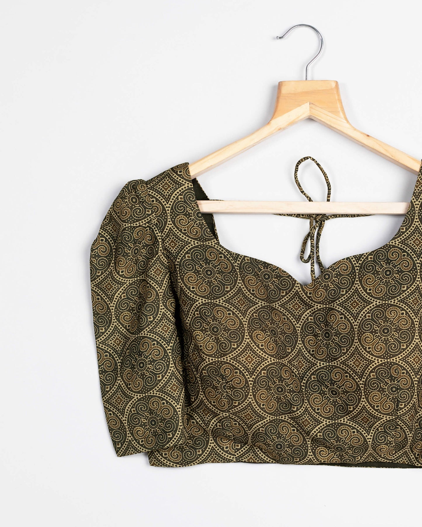 Geometric Puff Sleeve Blouse