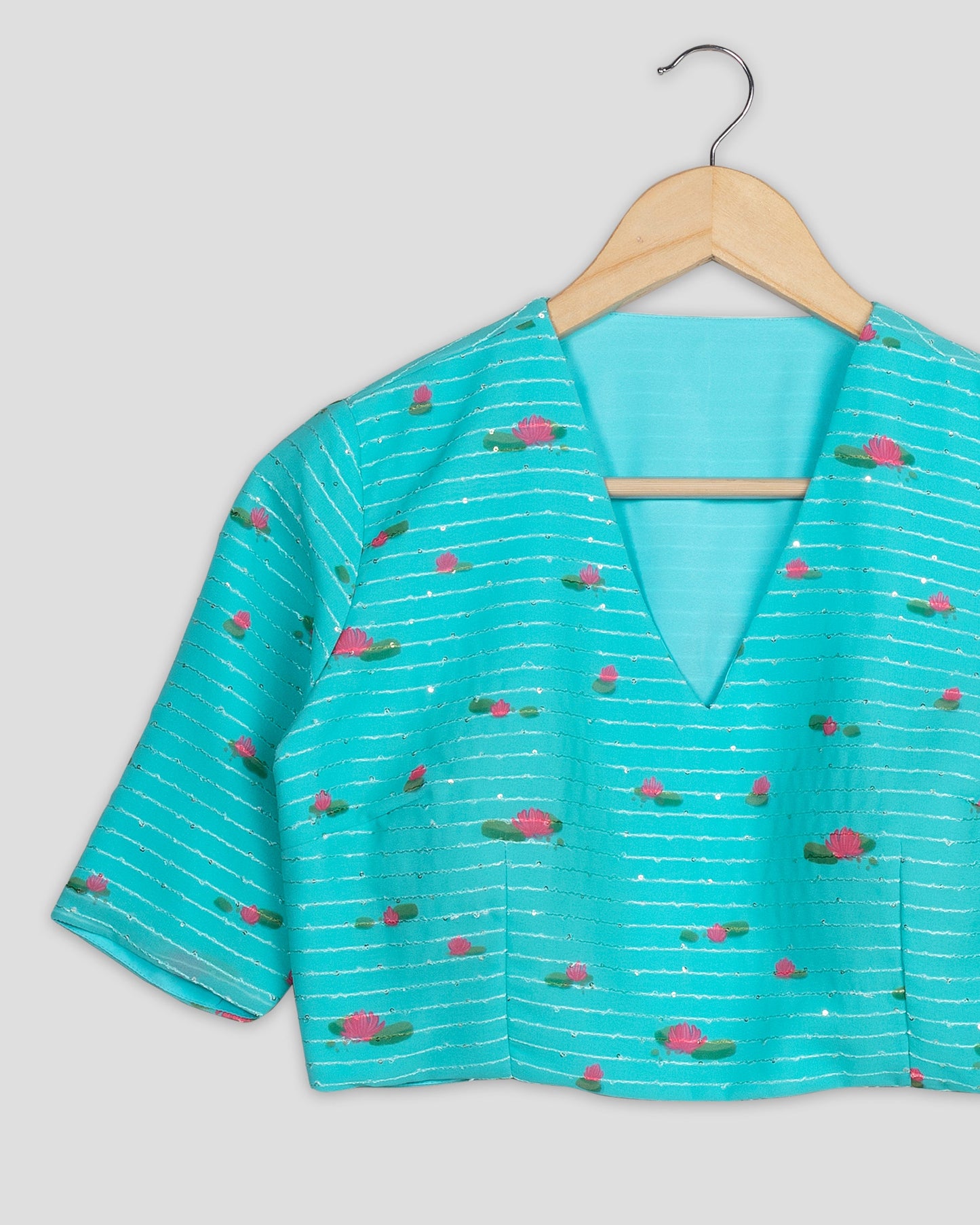 Trendy Blue Designer Quirky Embroidery Blouse