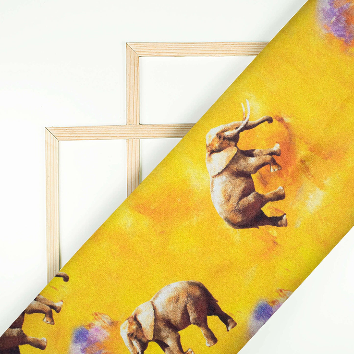 Ankush' Choice Honey Yellow And Brown Animal Pattern Digital Print Japan Satin Fabric - Fabcurate