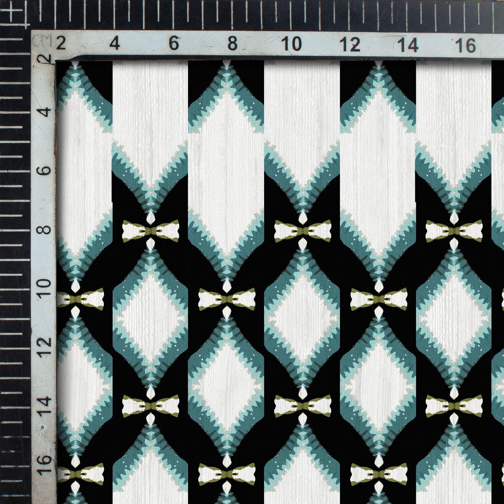 Aligail's Choice White And Black Trellis Pattern Digital Print Cotton Cambric Fabric - Fabcurate