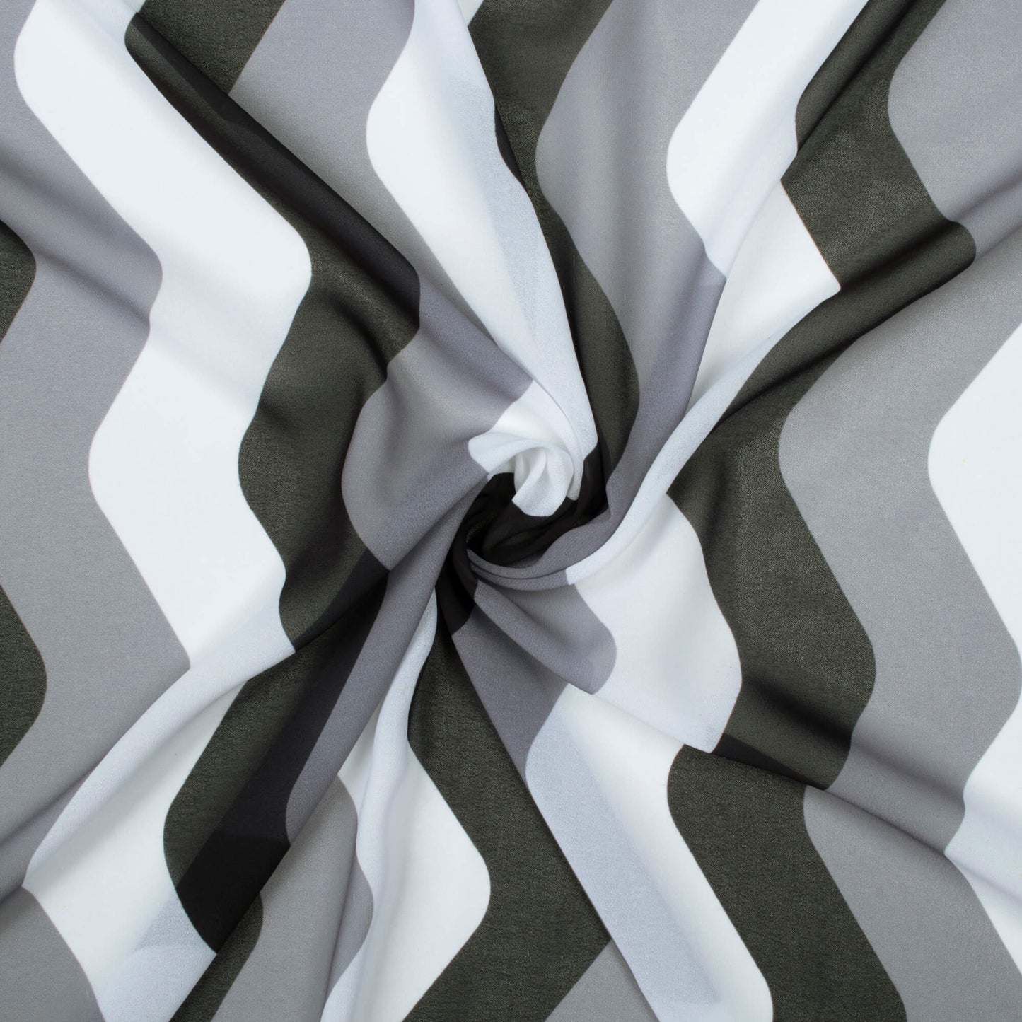 Senalda's Choice Black And White Chevron Pattern Digital Print Georgette Fabric - Fabcurate