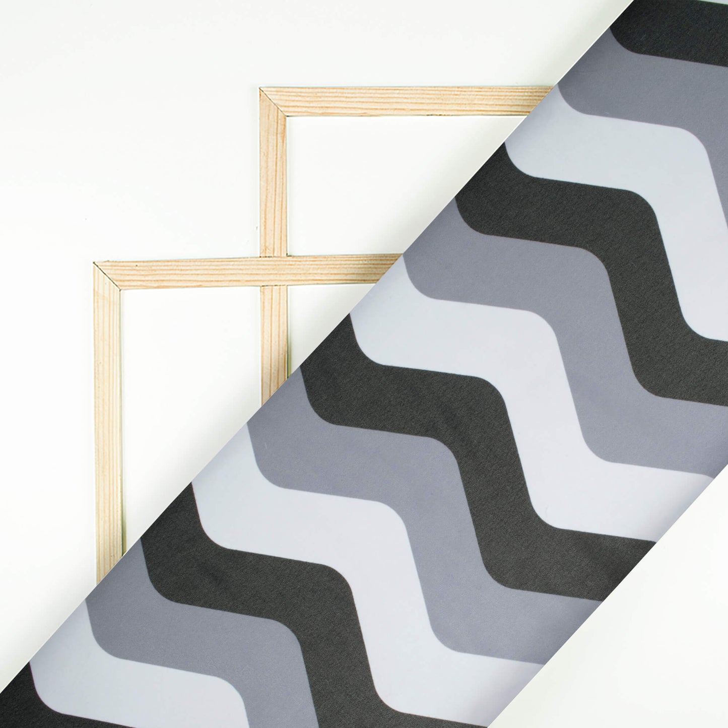 Senalda's Choice Black And White Chevron Pattern Digital Print Georgette Fabric - Fabcurate