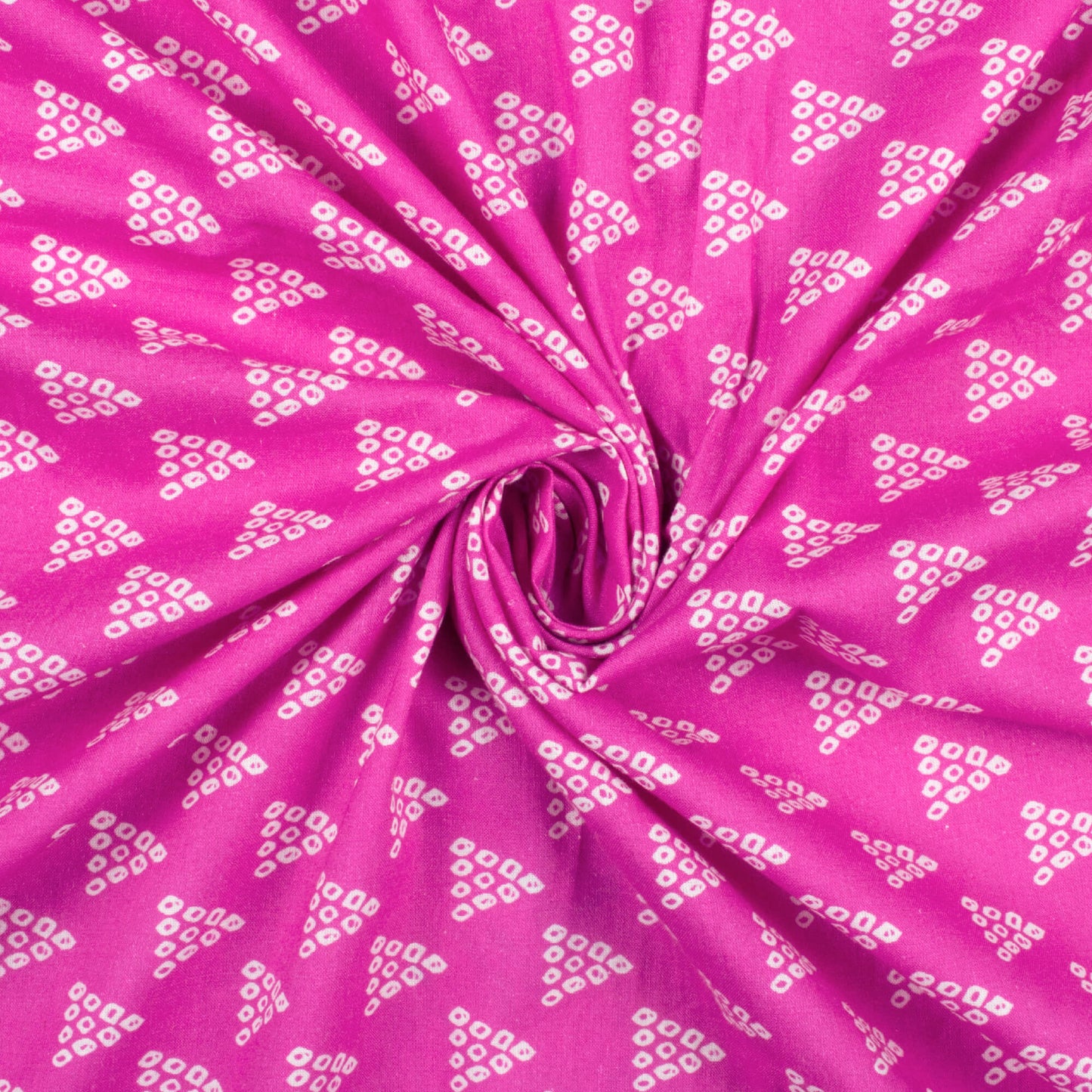 Varsha's Choice Magenta Pink And White Geometric Pattern Digital Print Cotton Cambric Fabric