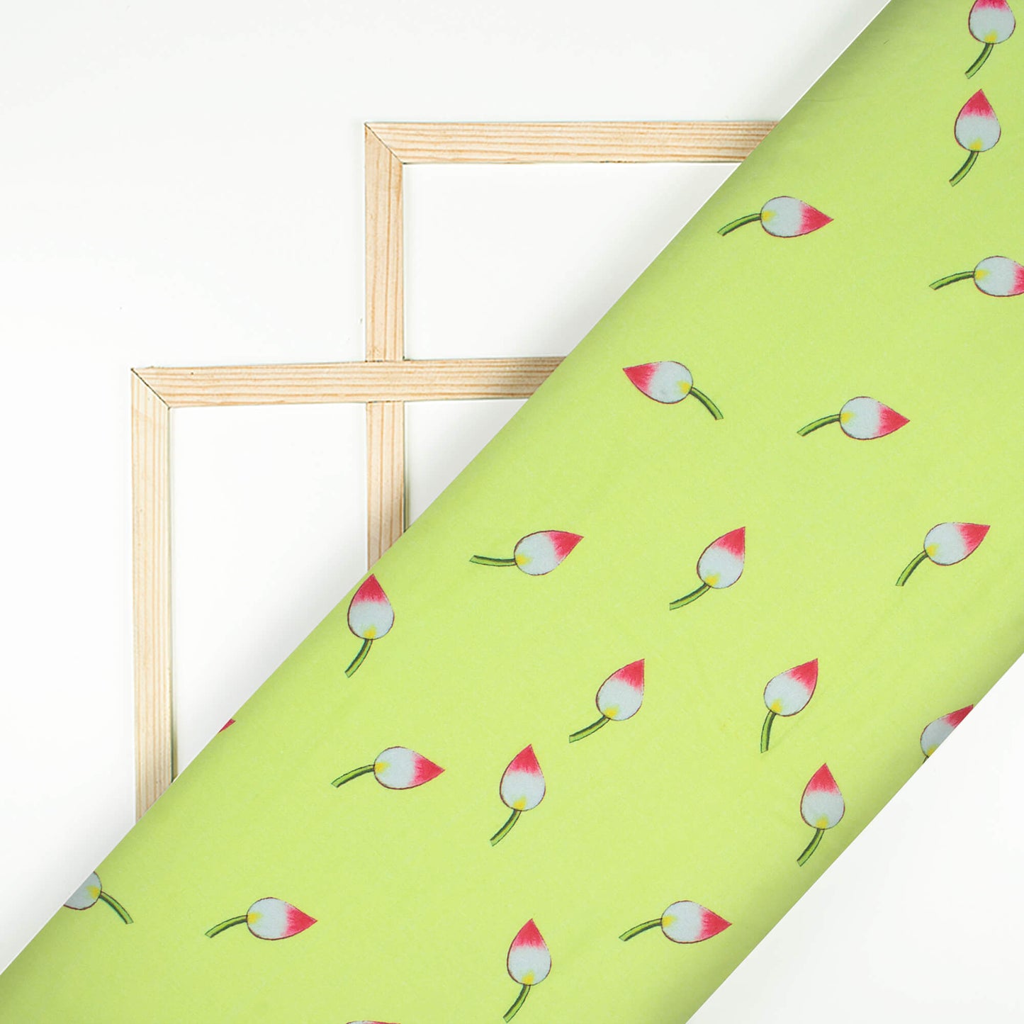 Aradhya's Choice Lamon Green And Pink Floral Pattern Digital Print Cotton Cambric Fabric