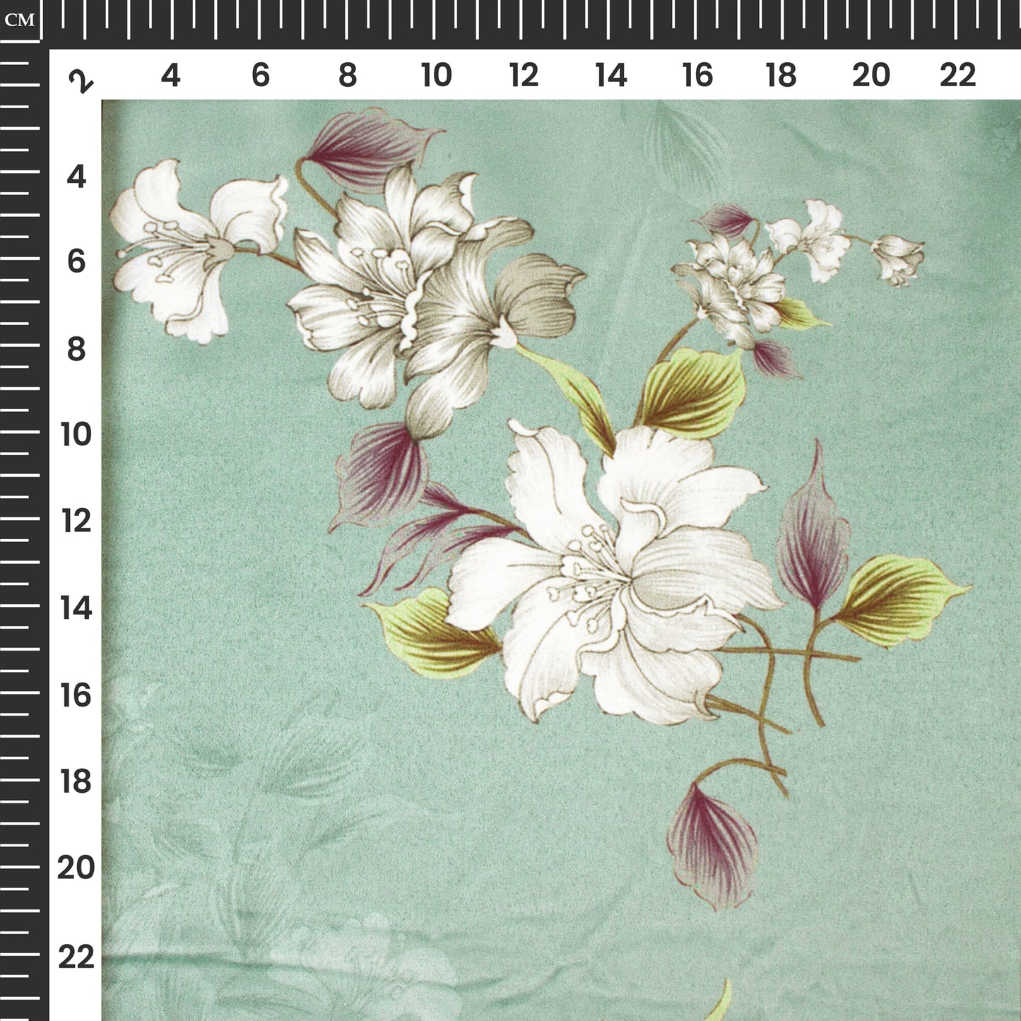 Ditya's Choice Smoke Grey And White Floral Pattern Digital Print Charmeuse Satin Fabric (Width 58 Inches)