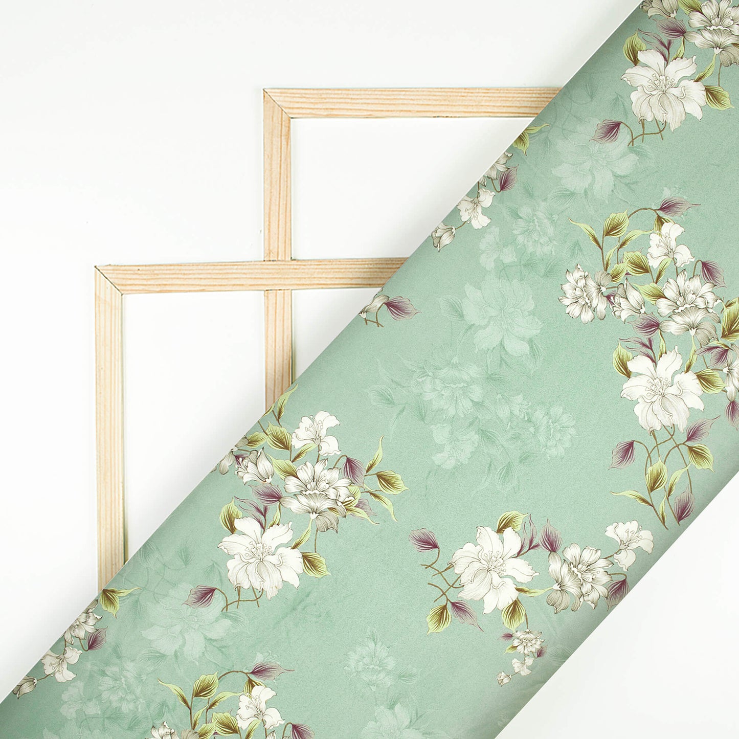 Ditya's Choice Smoke Grey And White Floral Pattern Digital Print Charmeuse Satin Fabric (Width 58 Inches)