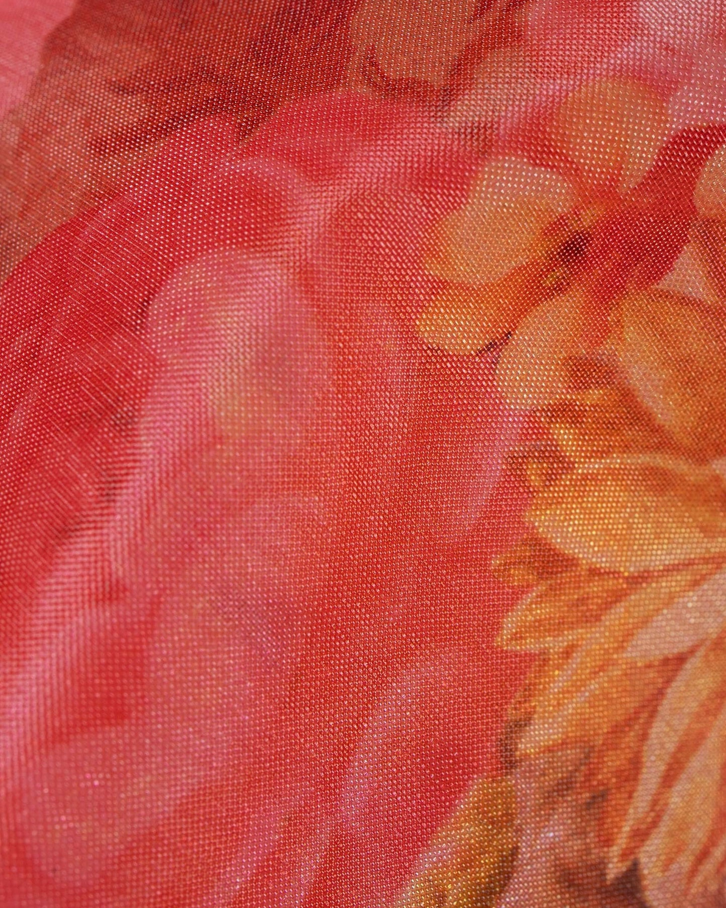 Punch Pink And Trombone Yellow Floral Pattern Digital Print Premium Organza Dupatta With Tassels - Fabcurate