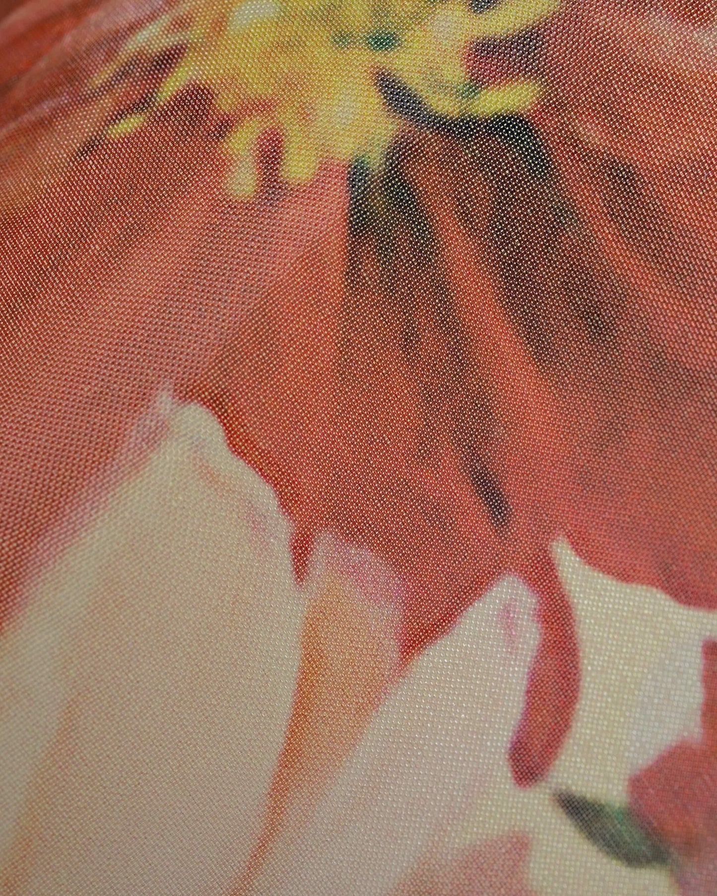 Gold Yellow And Vermilion Red Floral Pattern Digital Print Premium Organza Dupatta With Tassels - Fabcurate