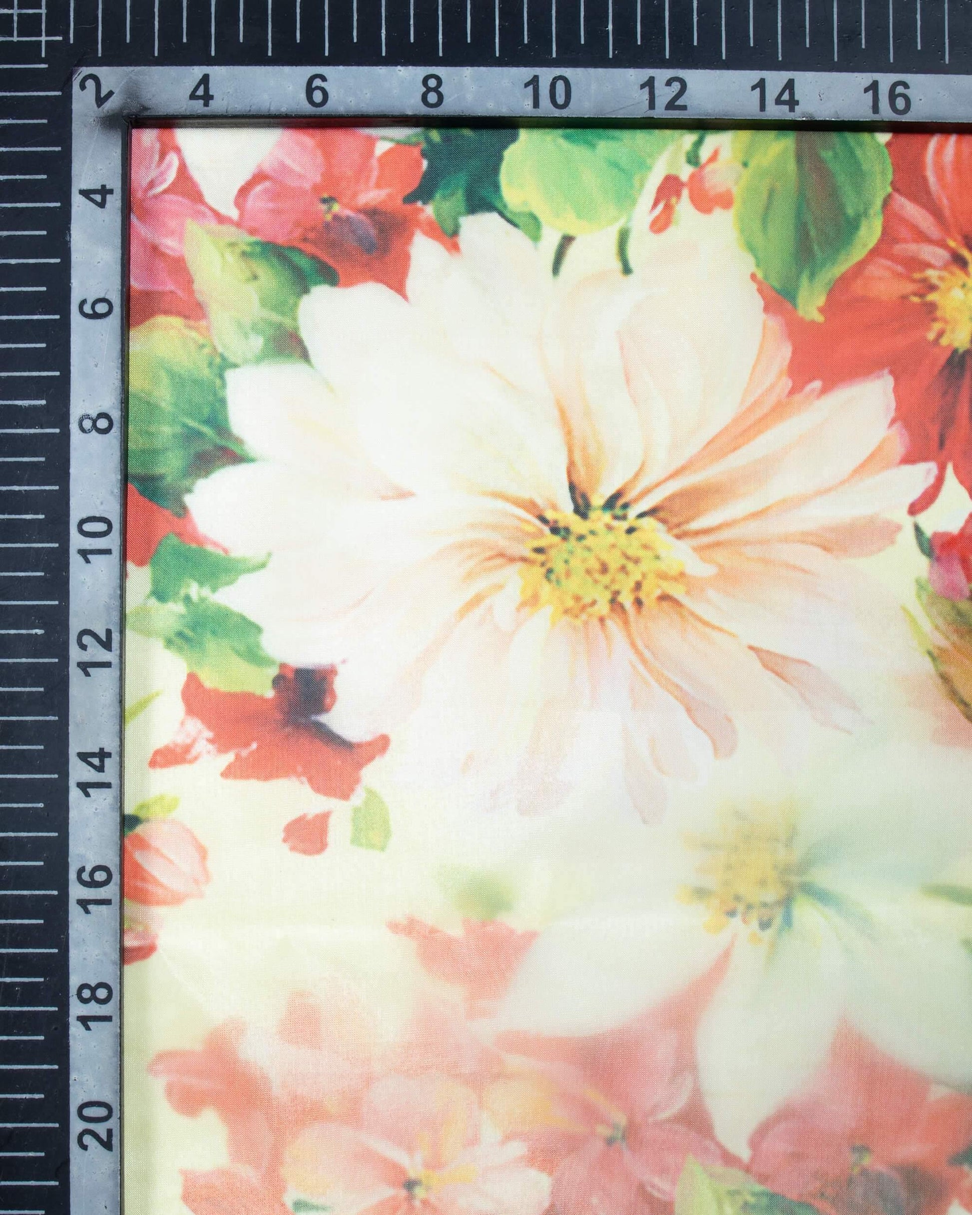 Gold Yellow And Vermilion Red Floral Pattern Digital Print Premium Organza Dupatta With Tassels - Fabcurate