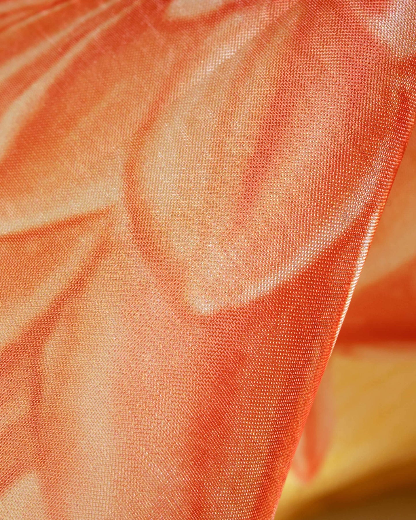 Gold Yellow And Pink Floral Pattern Digital Print Premium Organza Dupatta With Tassels - Fabcurate