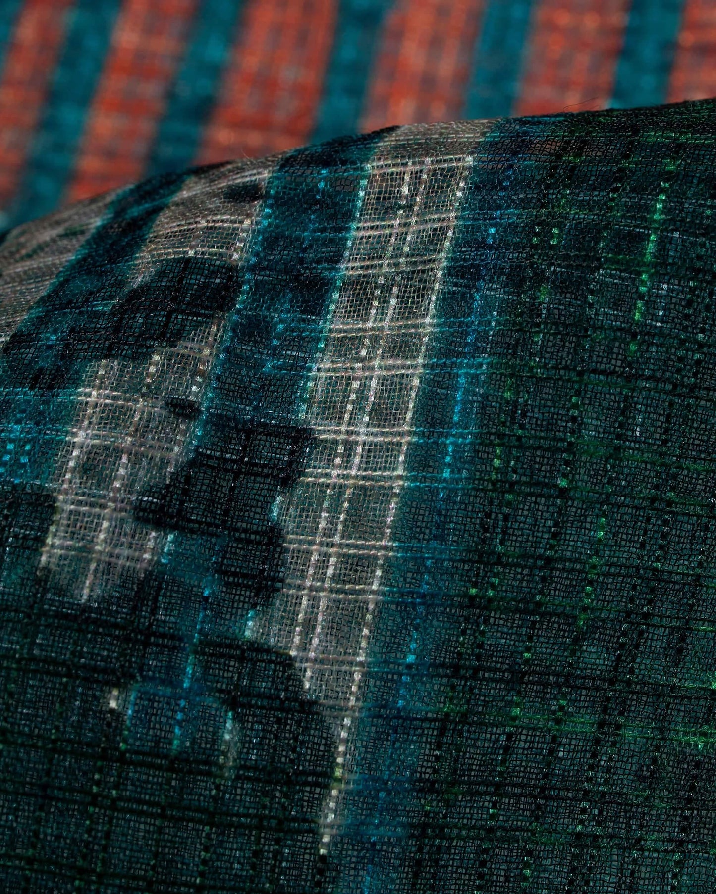Forest Green And Black Abstract Pattern Digital Print Kota Doria Dupatta With Tassels - Fabcurate