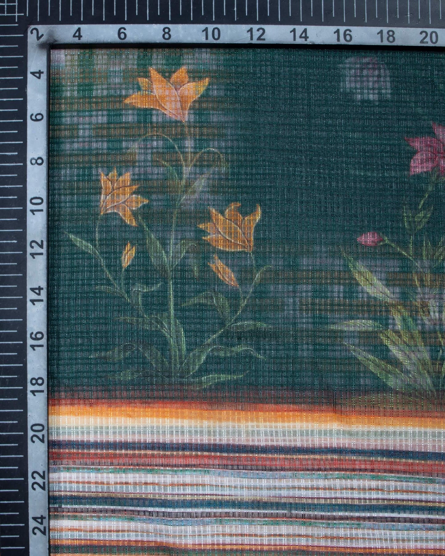 Sacremento Green And White Floral Pattern Digital Print Kota Doria Dupatta With Tassels - Fabcurate