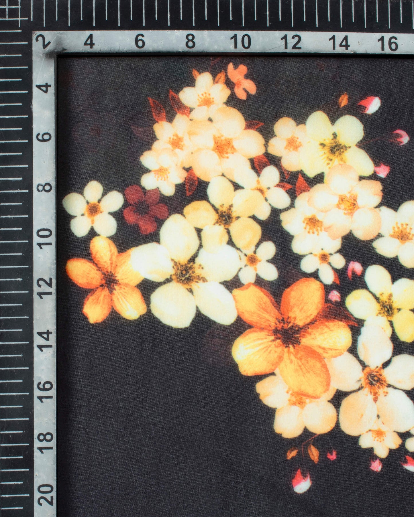 Black And Red Floral Pattern Digital Print Georgette Dupatta With Tassels