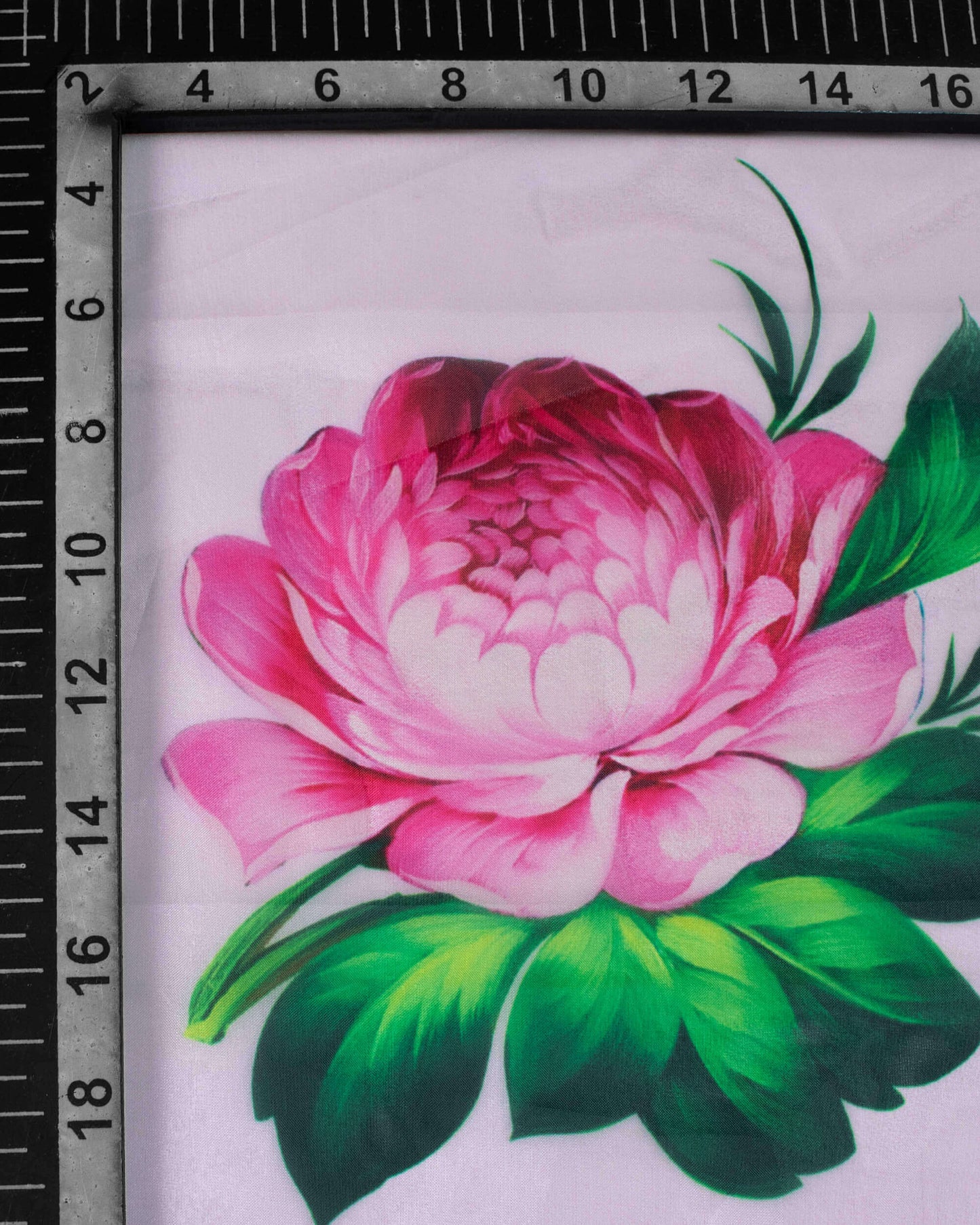 Baby Pink And Green Floral Pattern Digital Print Premium Organza Dupatta With Tassels - Fabcurate