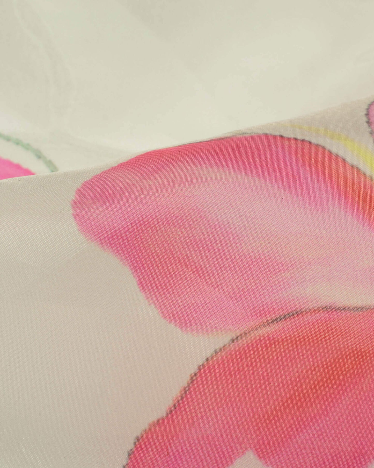 Off White And Pink Floral Pattern Digital Print Premium Organza Dupatta With Tassels - Fabcurate