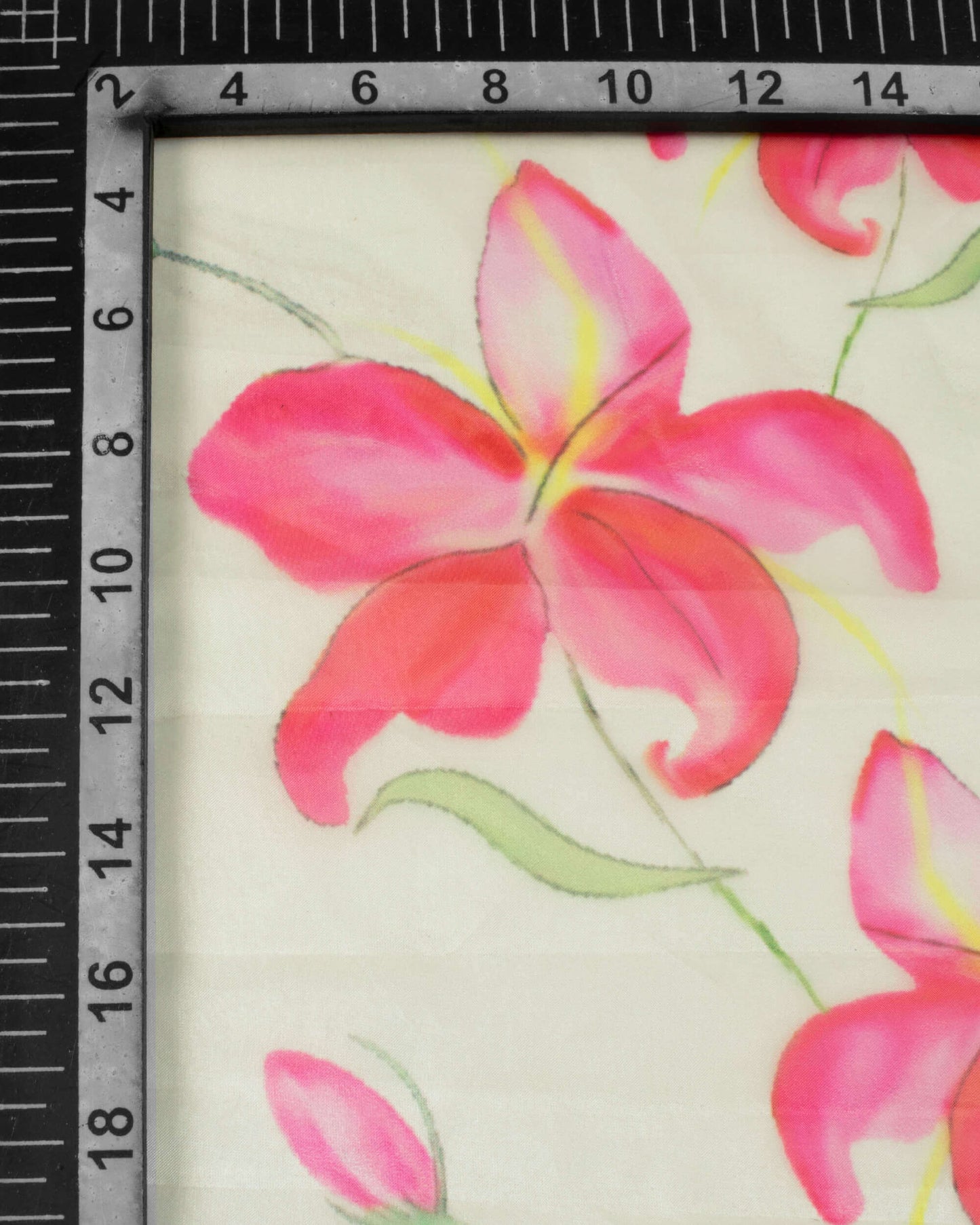 Off White And Pink Floral Pattern Digital Print Premium Organza Dupatta With Tassels - Fabcurate