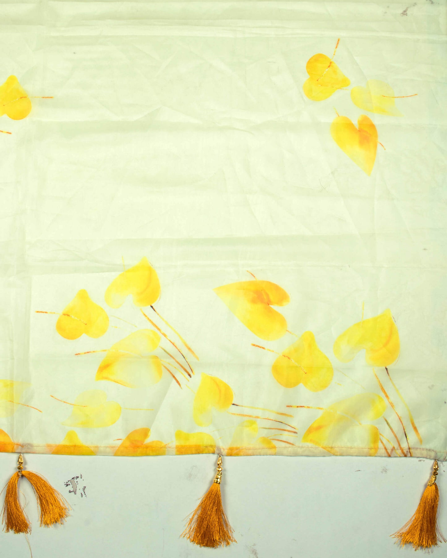 Yellow Quirky Pattern Digital Print Premium Organza Dupatta With Tassels - Fabcurate