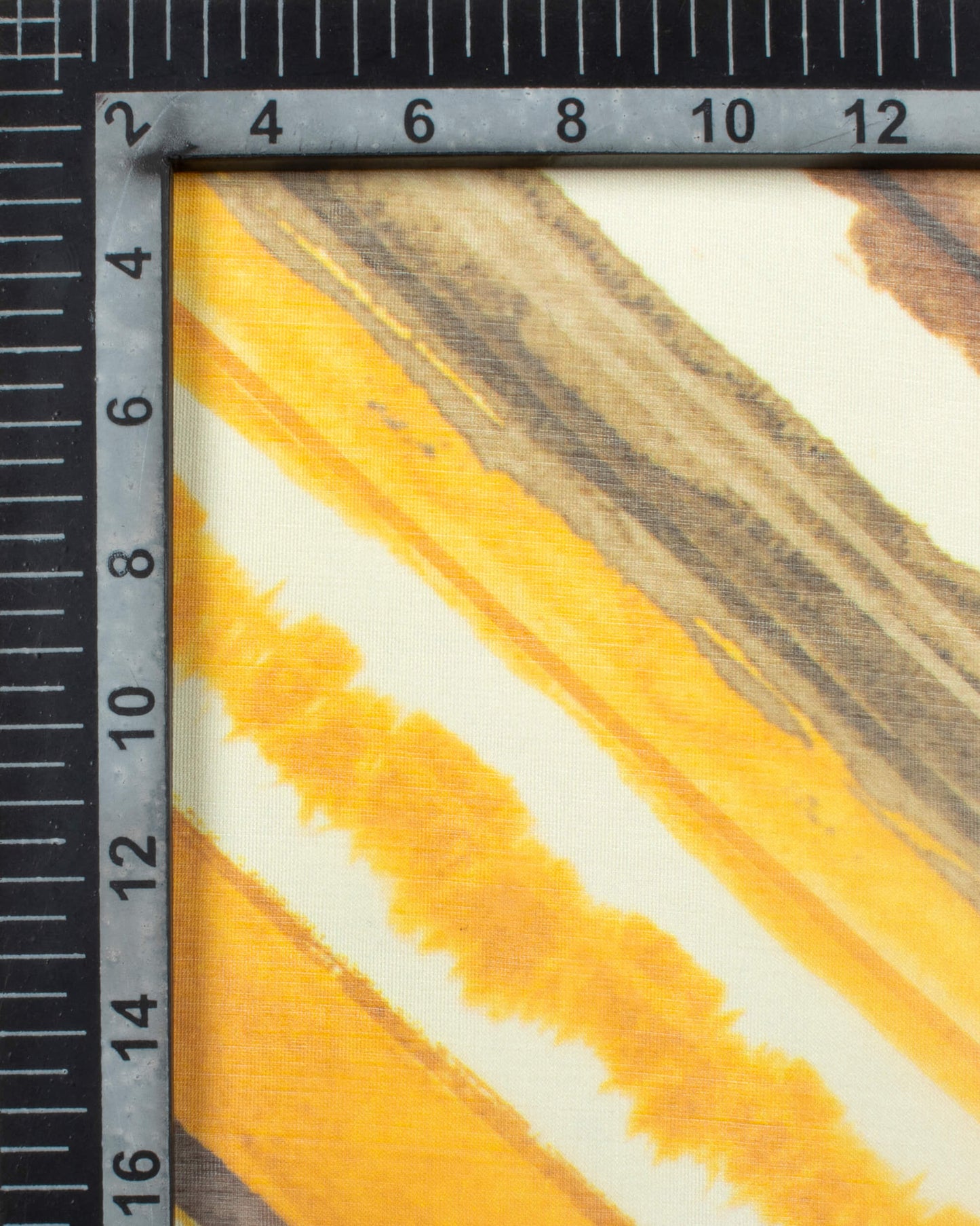 Dijon Yellow And White Leheriya Pattern Digital Print Organza Dupatta With Tassels