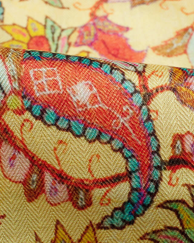 Mellow Yellow And Black Paisley Pattern Digital Print Gadwal Silk Dupatta With Tassels - Fabcurate