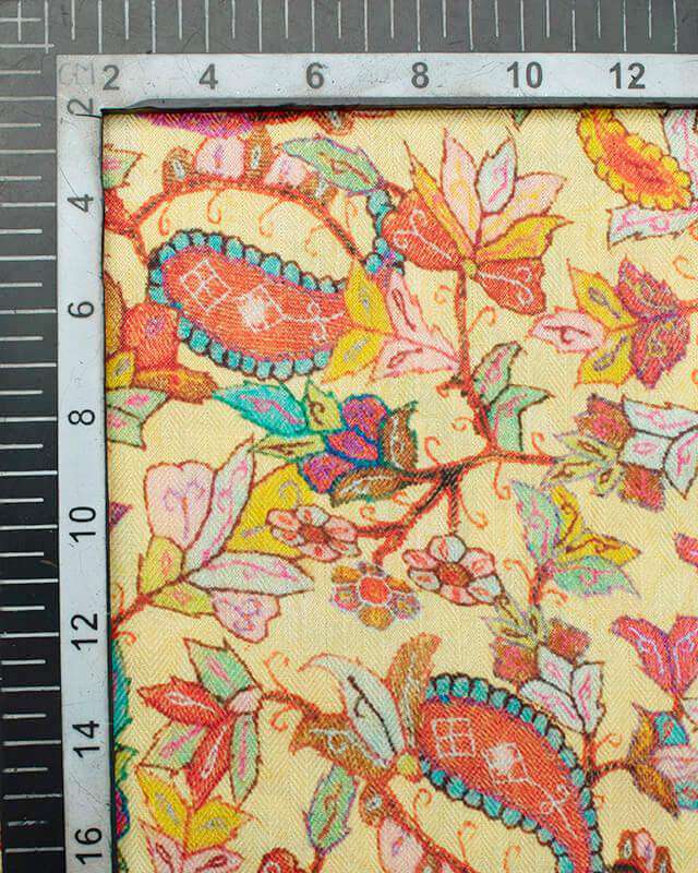 Mellow Yellow And Black Paisley Pattern Digital Print Gadwal Silk Dupatta With Tassels - Fabcurate